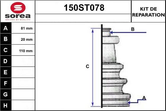 STARTCAR 150ST078 - Bellow, drive shaft autospares.lv