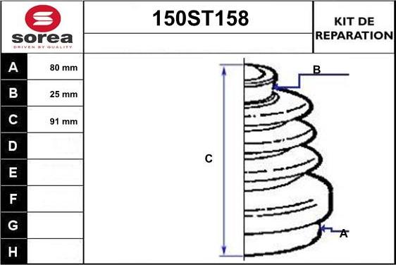 STARTCAR 150ST158 - Bellow, drive shaft autospares.lv