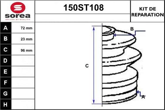 STARTCAR 150ST108 - Bellow, drive shaft autospares.lv