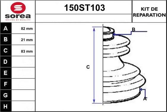 STARTCAR 150ST103 - Bellow, drive shaft autospares.lv