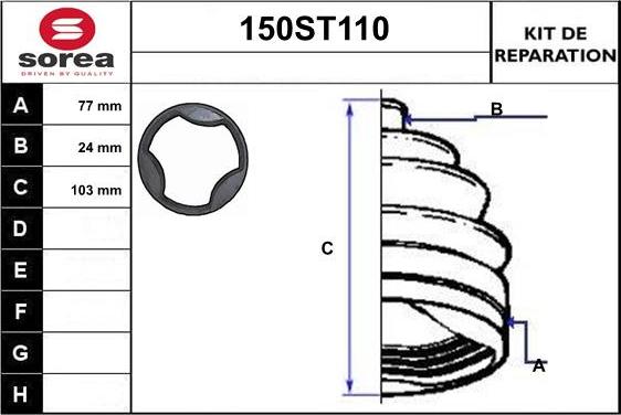 STARTCAR 150ST110 - Bellow, drive shaft autospares.lv