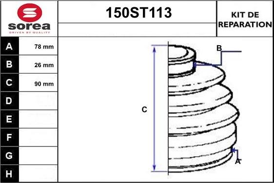 STARTCAR 150ST113 - Bellow, drive shaft autospares.lv