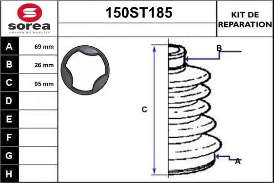 STARTCAR 150ST185 - Bellow, drive shaft autospares.lv