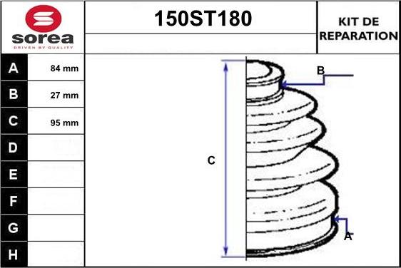 STARTCAR 150ST180 - Bellow, drive shaft autospares.lv