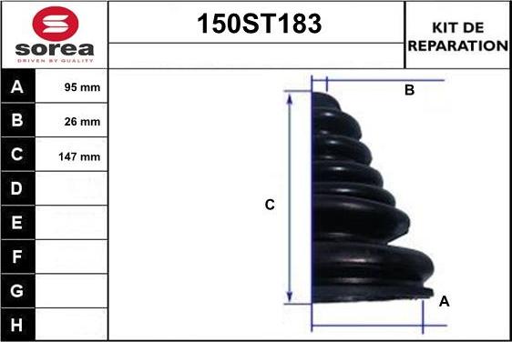 STARTCAR 150ST183 - Bellow, drive shaft autospares.lv