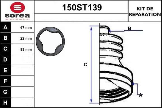 STARTCAR 150ST139 - Bellow, drive shaft autospares.lv