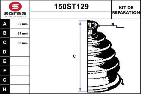 STARTCAR 150ST129 - Bellow, drive shaft autospares.lv