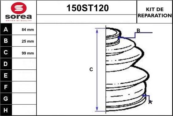 STARTCAR 150ST120 - Bellow, drive shaft autospares.lv