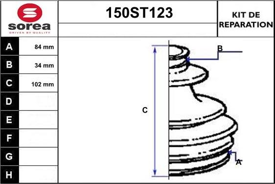 STARTCAR 150ST123 - Bellow, drive shaft autospares.lv