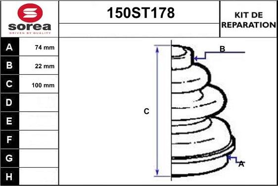 STARTCAR 150ST178 - Bellow, drive shaft autospares.lv