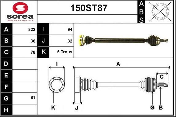 STARTCAR 150ST87 - Drive Shaft autospares.lv