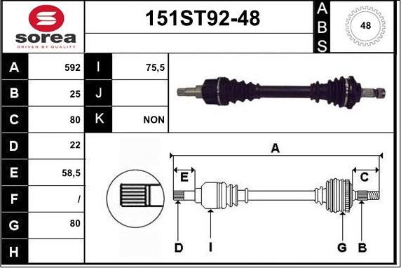 STARTCAR 151ST92-48 - Drive Shaft autospares.lv