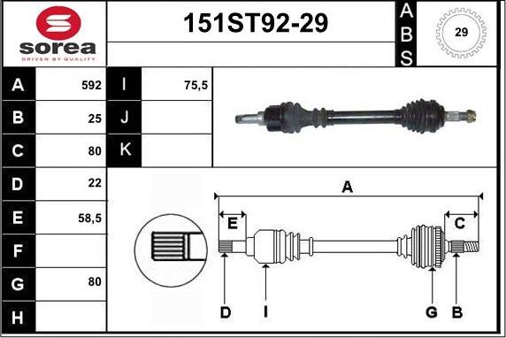 STARTCAR 151ST92-29 - Drive Shaft autospares.lv