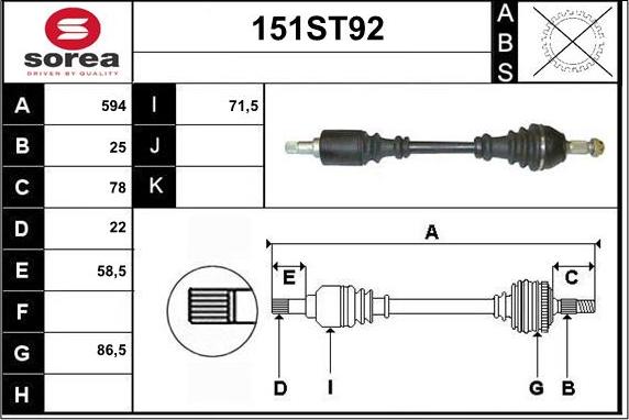 STARTCAR 151ST92 - Drive Shaft autospares.lv