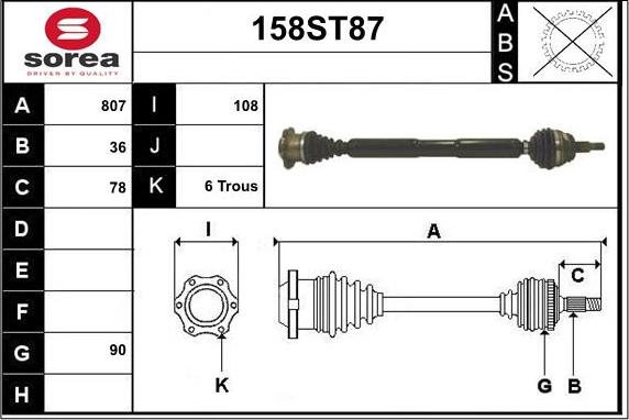 STARTCAR 158ST87 - Drive Shaft autospares.lv