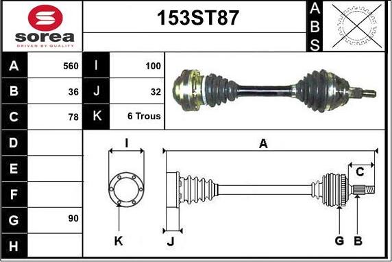 STARTCAR 153ST87 - Drive Shaft autospares.lv