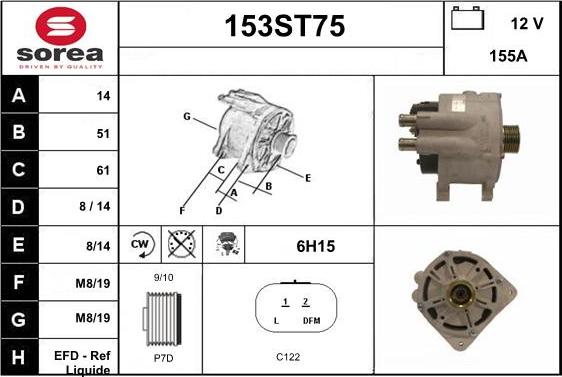 STARTCAR 153ST75 - Alternator autospares.lv