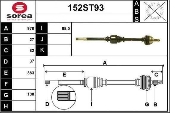 STARTCAR 152ST93 - Drive Shaft autospares.lv