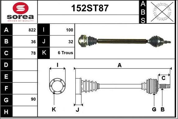 STARTCAR 152ST87 - Drive Shaft autospares.lv