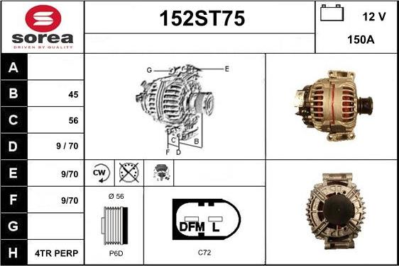 STARTCAR 152ST75 - Alternator autospares.lv