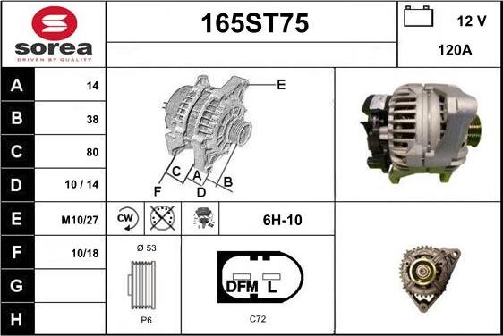 STARTCAR 165ST75 - Alternator autospares.lv
