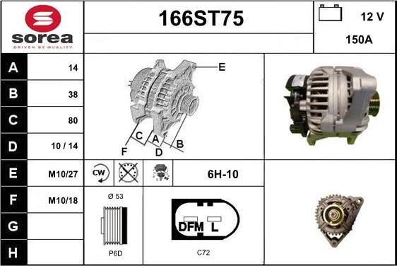 STARTCAR 166ST75 - Alternator autospares.lv