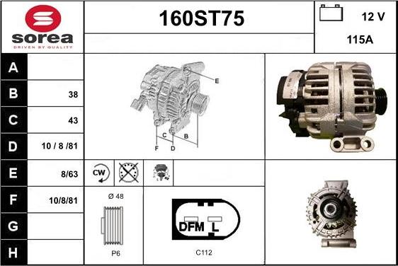 STARTCAR 160ST75 - Alternator autospares.lv