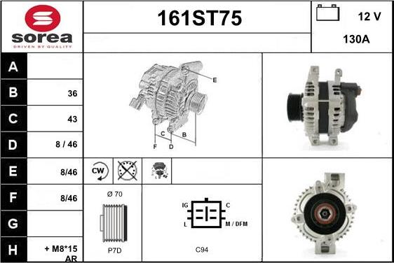 STARTCAR 161ST75 - Alternator autospares.lv