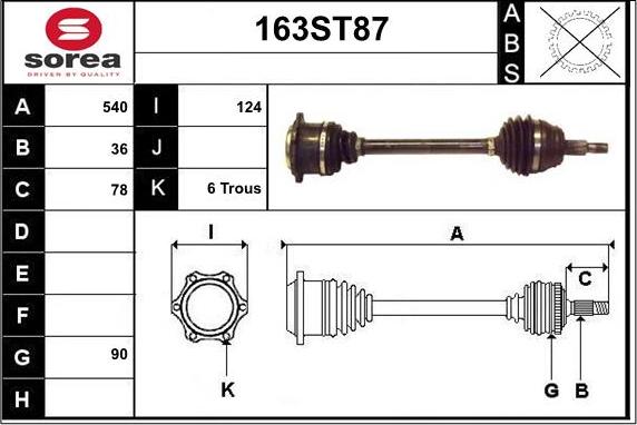 STARTCAR 163ST87 - Drive Shaft autospares.lv