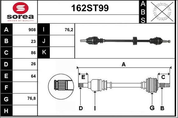 STARTCAR 162ST99 - Drive Shaft autospares.lv