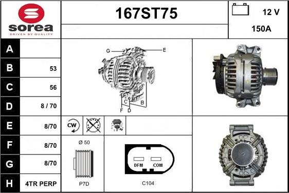 STARTCAR 167ST75 - Alternator autospares.lv