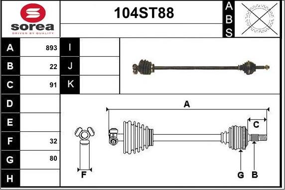 STARTCAR 104ST88 - Drive Shaft autospares.lv