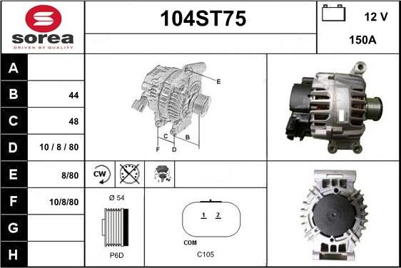 STARTCAR 104ST75 - Alternator autospares.lv