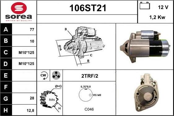 STARTCAR 106ST21 - Starter autospares.lv