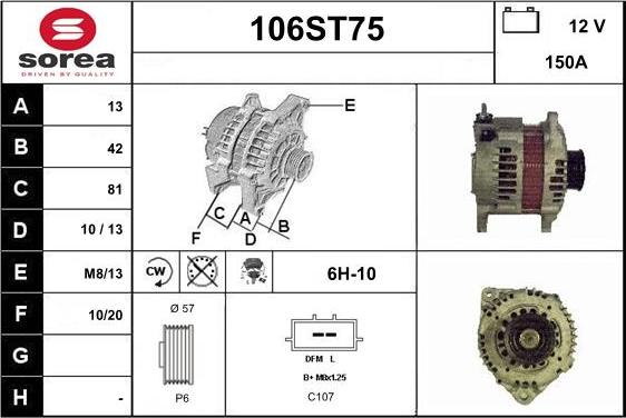 STARTCAR 106ST75 - Alternator autospares.lv