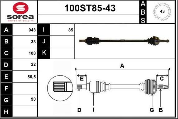 STARTCAR 100ST85-43 - Drive Shaft autospares.lv