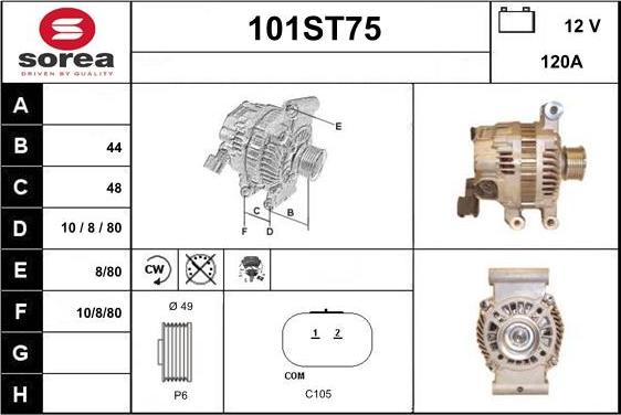 STARTCAR 101ST75 - Alternator autospares.lv