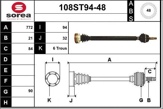 STARTCAR 108ST94-48 - Drive Shaft autospares.lv