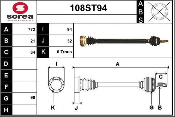 STARTCAR 108ST94 - Drive Shaft autospares.lv