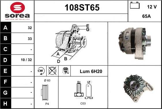 STARTCAR 108ST65 - Alternator autospares.lv