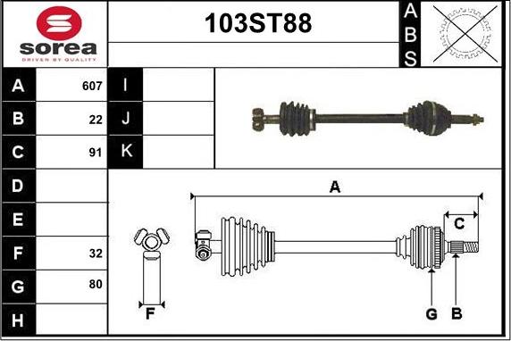 STARTCAR 103ST88 - Drive Shaft autospares.lv