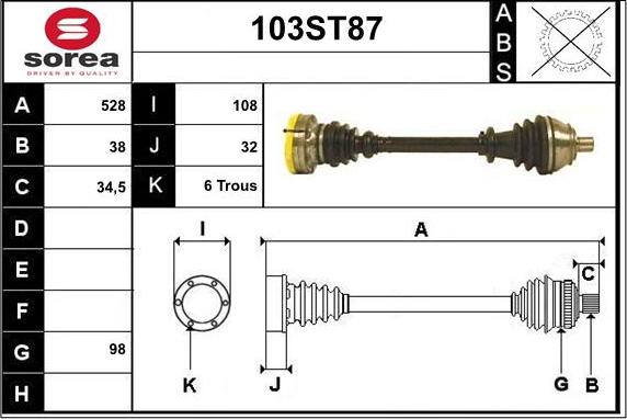 STARTCAR 103ST87 - Drive Shaft autospares.lv