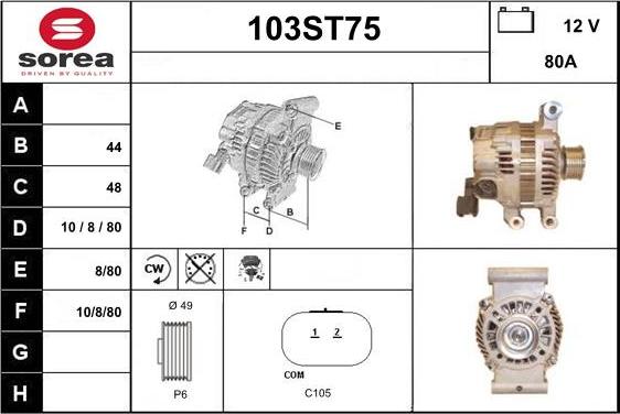 STARTCAR 103ST75 - Alternator autospares.lv