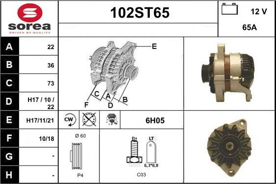 STARTCAR 102ST65 - Alternator autospares.lv