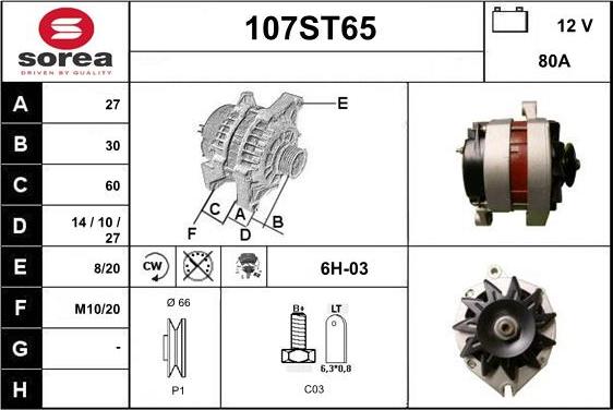 STARTCAR 107ST65 - Alternator autospares.lv