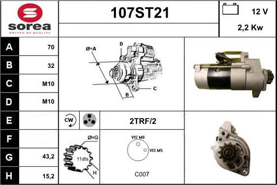 STARTCAR 107ST21 - Starter autospares.lv