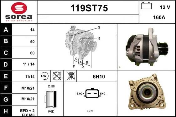 STARTCAR 119ST75 - Alternator autospares.lv