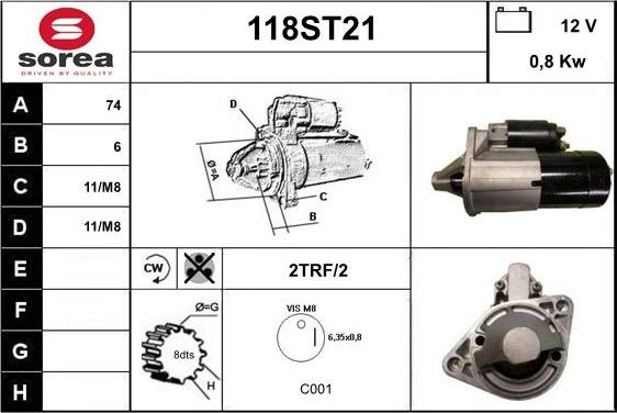 STARTCAR 118ST21 - Starter autospares.lv