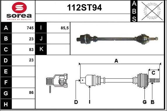 STARTCAR 112ST94 - Drive Shaft autospares.lv