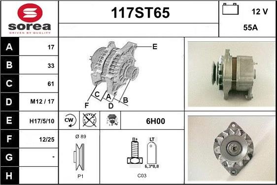 STARTCAR 117ST65 - Alternator autospares.lv